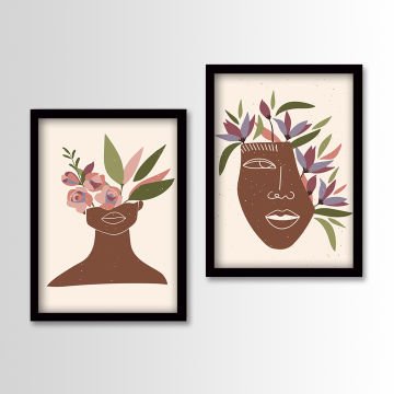 2 Parçalı Siyah Çerçeveli Tablo 55cm x 75cm