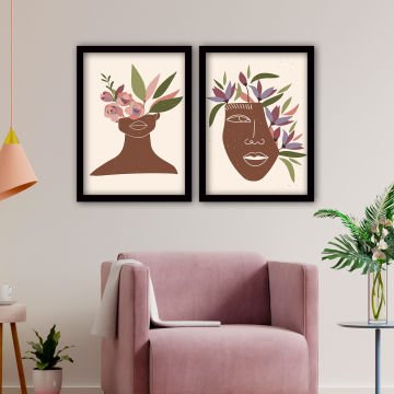 2 Parçalı Siyah Çerçeveli Tablo 55cm x 75cm