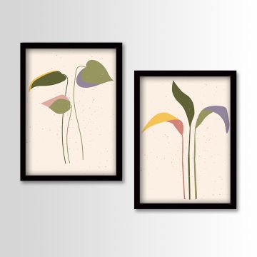 2 Parçalı Siyah Çerçeveli Tablo 55cm x 75cm