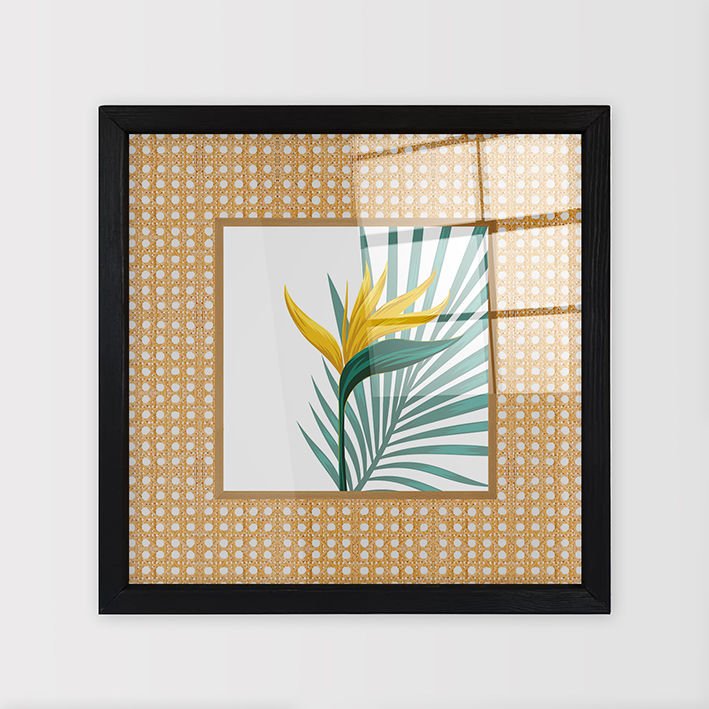 Siyah Çerçeveli Hasır Baskı Cam Tablolar 40cm x 40cm