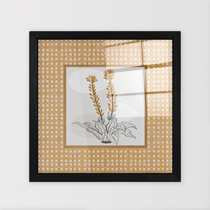 Siyah Çerçeveli Hasır Baskı Cam Tablolar 40cm x 40cm