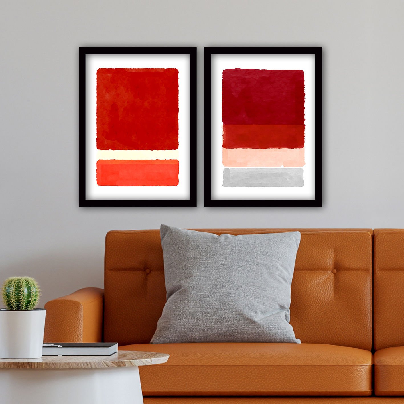 2 Parçalı Siyah Çerçeveli Tablo 55cm x 75cm