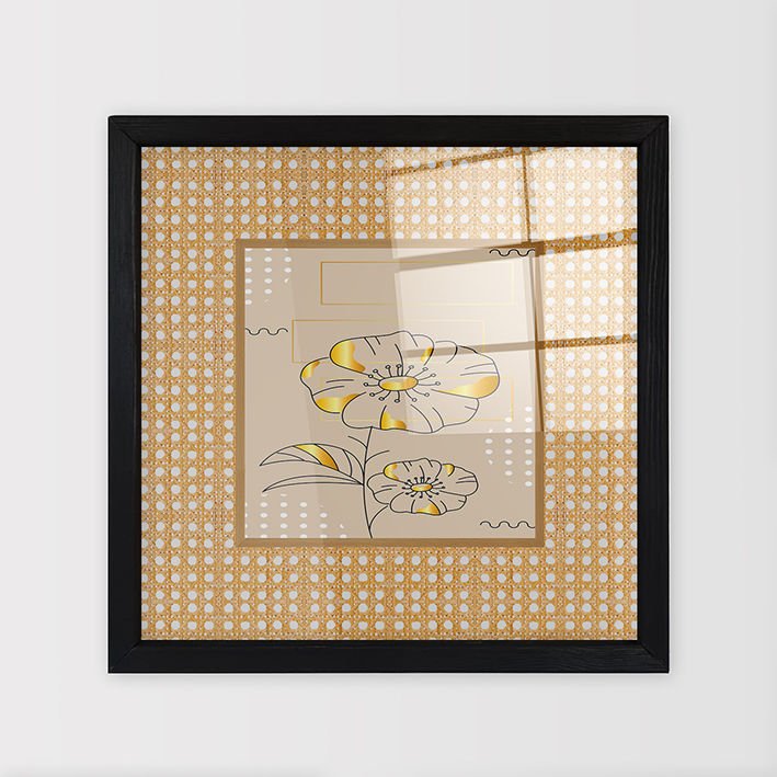 Siyah Çerçeveli Hasır Baskı Cam Tablolar 50cm x 50cm