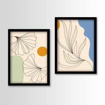 2 Parçalı Siyah Çerçeveli Tablo 55cm x 75cm