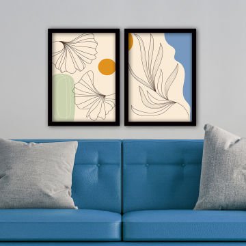 2 Parçalı Siyah Çerçeveli Tablo 55cm x 75cm