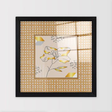 Siyah Çerçeveli Hasır Baskı Cam Tablolar 40cm x 40cm