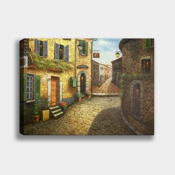 Taş Evler Manzara Kanvas Tablo 100cm x 140cm