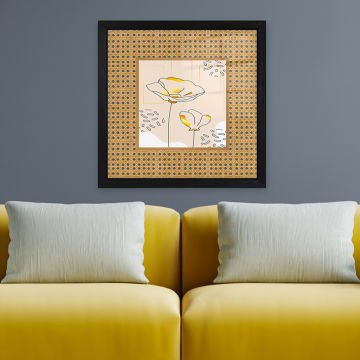 Siyah Çerçeveli Hasır Baskı Cam Tablolar 50cm x 50cm