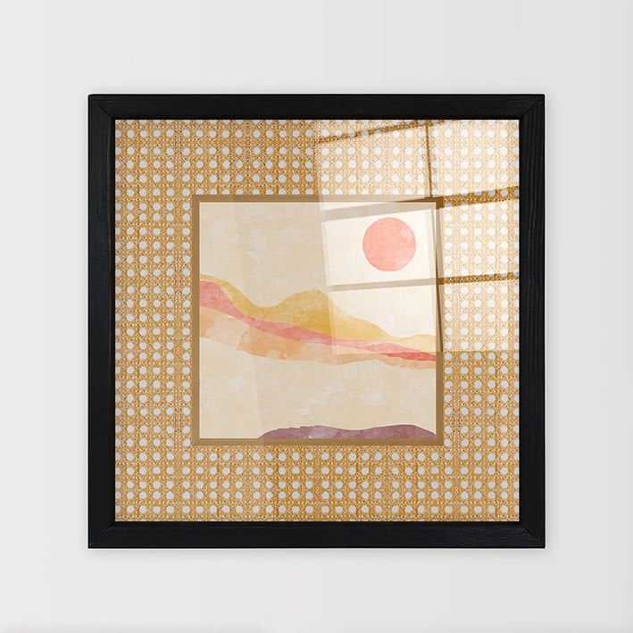 Siyah Çerçeveli Hasır Baskı Cam Tablolar 50cm x 50cm