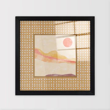 Siyah Çerçeveli Hasır Baskı Cam Tablolar 50cm x 50cm