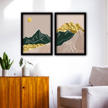 2 Parçalı Siyah Çerçeveli Tablo 35cm x 45cm