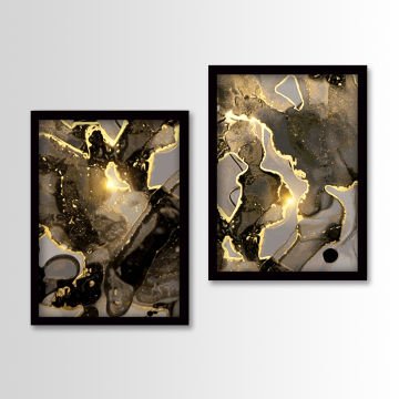 2 Parçalı Siyah Çerçeveli Tablo 55cm x 75cm