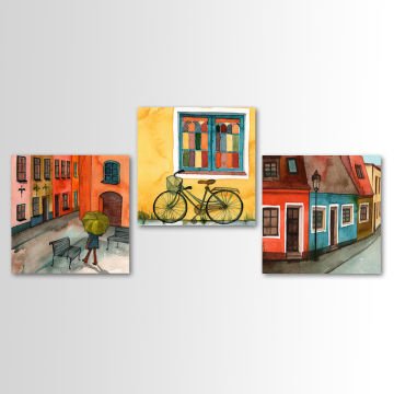 3 Parçalı Kanvas Tablo