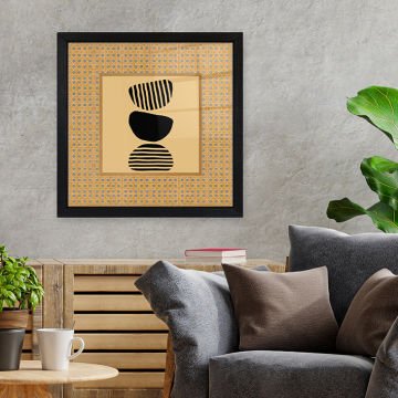 Siyah Çerçeveli Hasır Baskı Cam Tablolar 40cm x 40cm