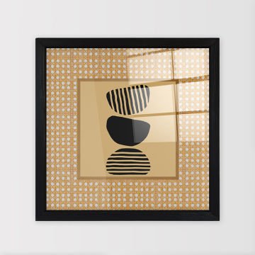 Siyah Çerçeveli Hasır Baskı Cam Tablolar 40cm x 40cm