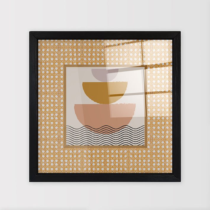 Siyah Çerçeveli Hasır Baskı Cam Tablolar 50cm x 50cm
