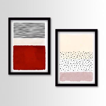 2 Parçalı Siyah Çerçeveli Tablo 55cm x 75cm