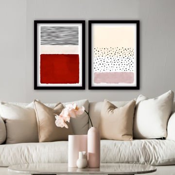 2 Parçalı Siyah Çerçeveli Tablo 55cm x 75cm