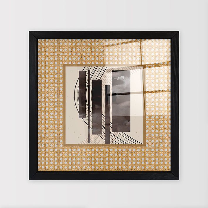 Siyah Çerçeveli Hasır Baskı Cam Tablolar 40cm x 40cm