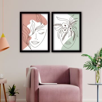 2 Parçalı Siyah Çerçeveli Tablo 55cm x 75cm