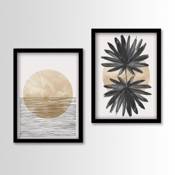 2 Parçalı Siyah Çerçeveli Tablo 55cm x 75cm