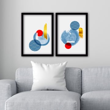 2 Parçalı Siyah Çerçeveli Tablo 55cm x 75cm