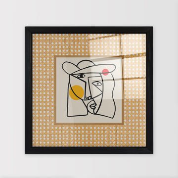Siyah Çerçeveli Hasır Baskı Cam Tablolar 40cm x 40cm