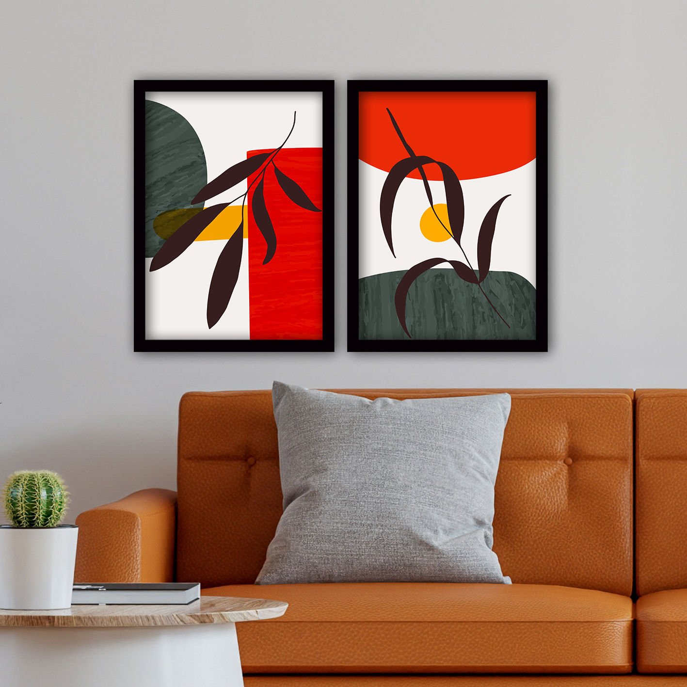2 Parçalı Siyah Çerçeveli Tablo 35cm x 45cm