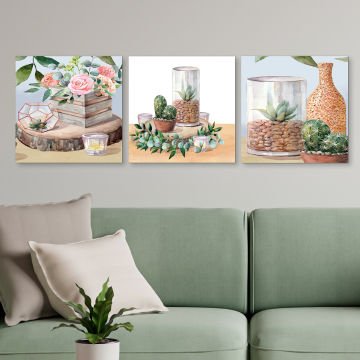 3 Parçalı Kanvas Tablo 30cm x 30cm - 3 Parça