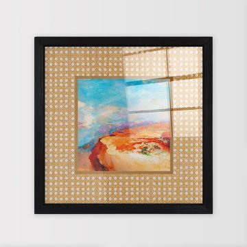 Siyah Çerçeveli Hasır Baskı Cam Tablolar 40cm x 40cm