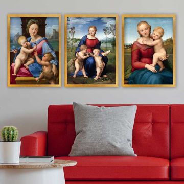 RAFFAELLO 3 Parça Altın Çerçeveli Tablo 55cm x 75cm