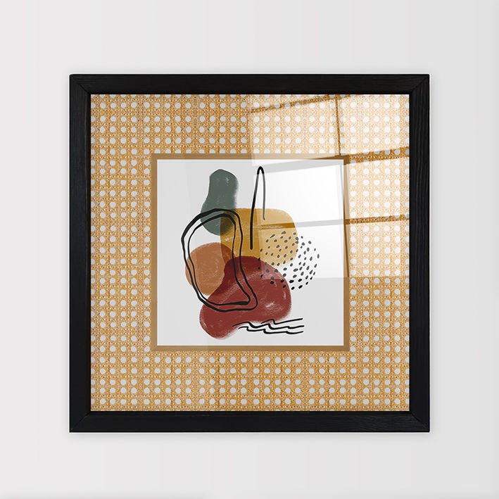 Siyah Çerçeveli Hasır Baskı Cam Tablolar 40cm x 40cm
