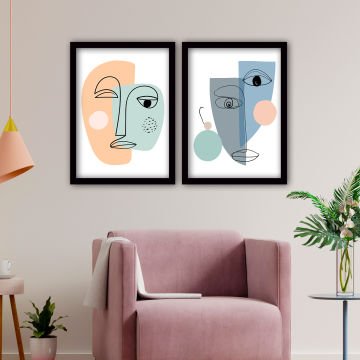2 Parçalı Siyah Çerçeveli Tablo 55cm x 75cm