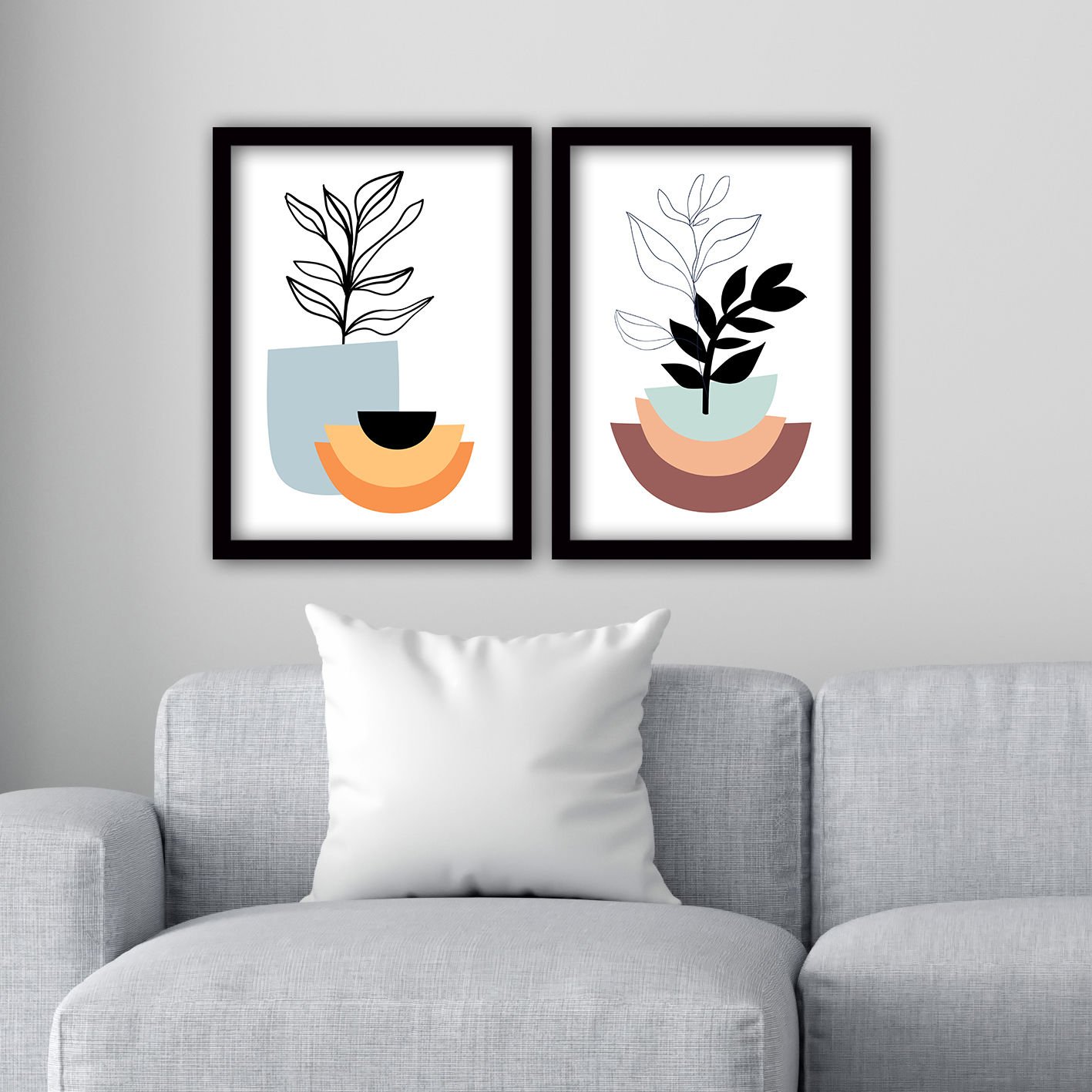 2 Parçalı Siyah Çerçeveli Tablo 35cm x 45cm