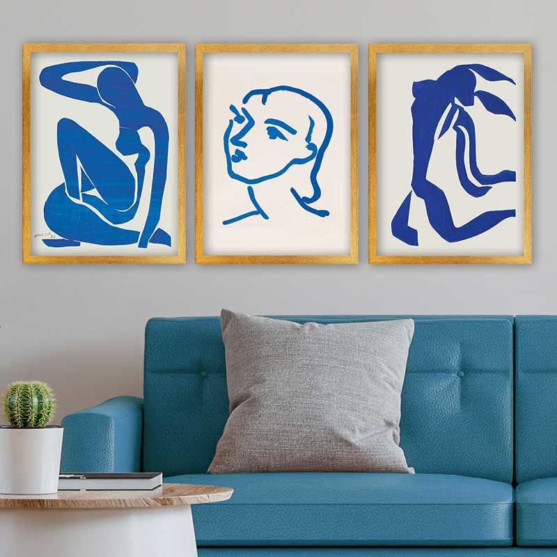 Henri Matisse 3 Parça Altın Çerçeveli Tablo 35cm x 45cm