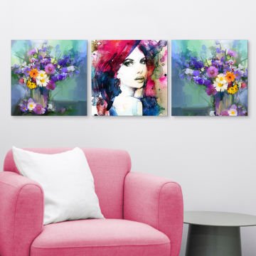 3 Parçalı Kanvas Tablo 30cm x 30cm - 3 Parça