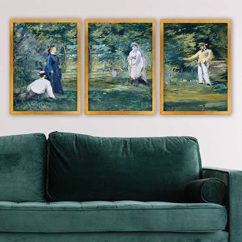 ÉDOUARD MANET 3 Parça Altın Çerçeveli Tablo 35cm x 45cm