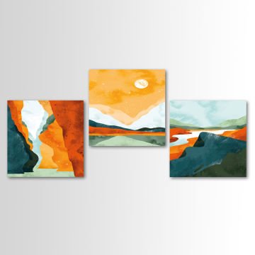 3 Parçalı Kanvas Tablo 30cm x 30cm - 3 Parça