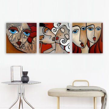 3 Parçalı Kanvas Tablo 30cm x 30cm - 3 Parça