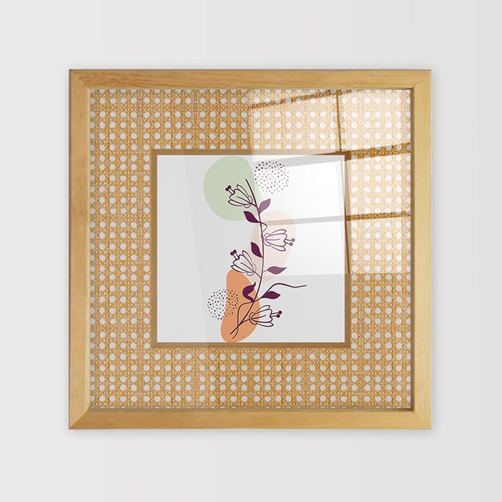 Naturel Çerçeveli Hasır Baskı Cam Tablolar