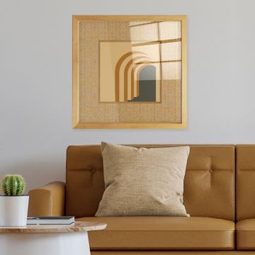Naturel Çerçeveli Hasır Baskı Cam Tablolar