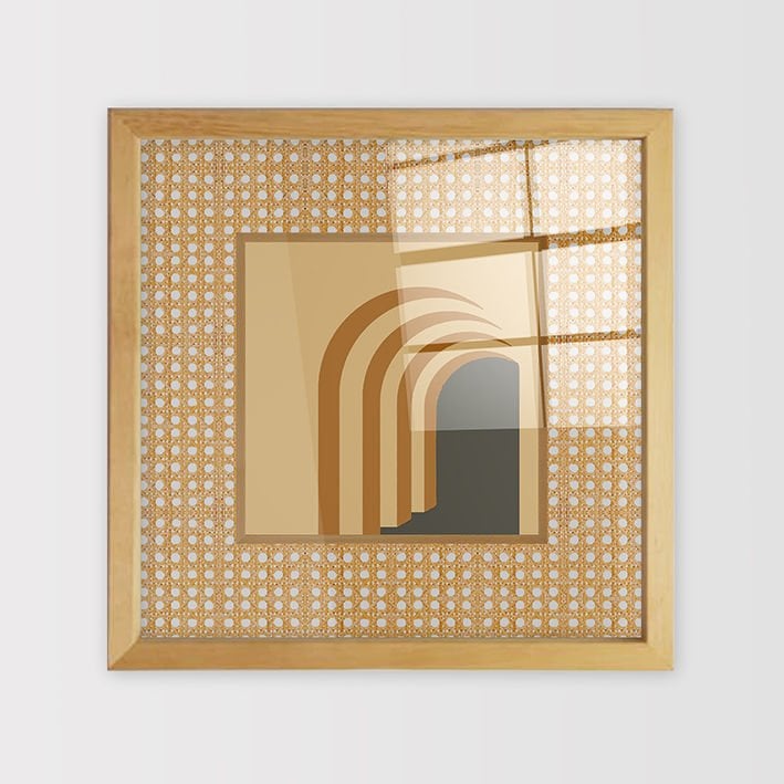 Naturel Çerçeveli Hasır Baskı Cam Tablolar