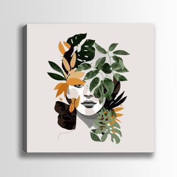 Kadın ve Bitkiler Kanvas Tablo 100x100cm