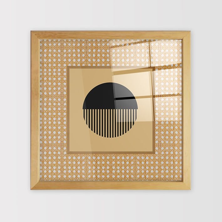 Naturel Çerçeveli Hasır Baskı Cam Tablolar