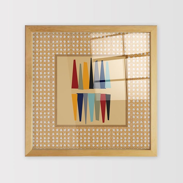 Naturel Çerçeveli Hasır Baskı Cam Tablolar