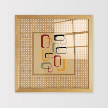 Naturel Çerçeveli Hasır Baskı Cam Tablolar