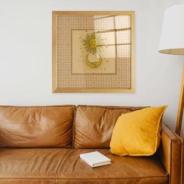 Naturel Çerçeveli Hasır Baskı Cam Tablolar