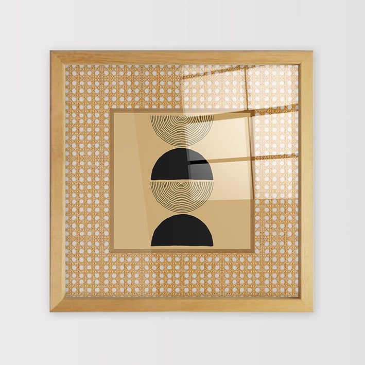 Naturel Çerçeveli Hasır Baskı Cam Tablolar