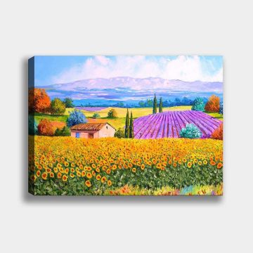 Ay Çiçek Tarlası Manzara Kanvas Tablo 90cm x 130cm