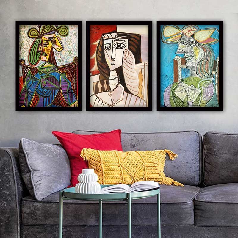 Pablo Picasso 3 Parça Siyah Çerçeveli Tablo 55cm x 75cm
